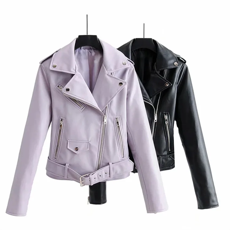 

Guilantu Motorcycle Biker Ladies Leather Coat Spring Autumn Zipper Pocket Casual Faux Pu Leather Jacket Women Basic Coats Female