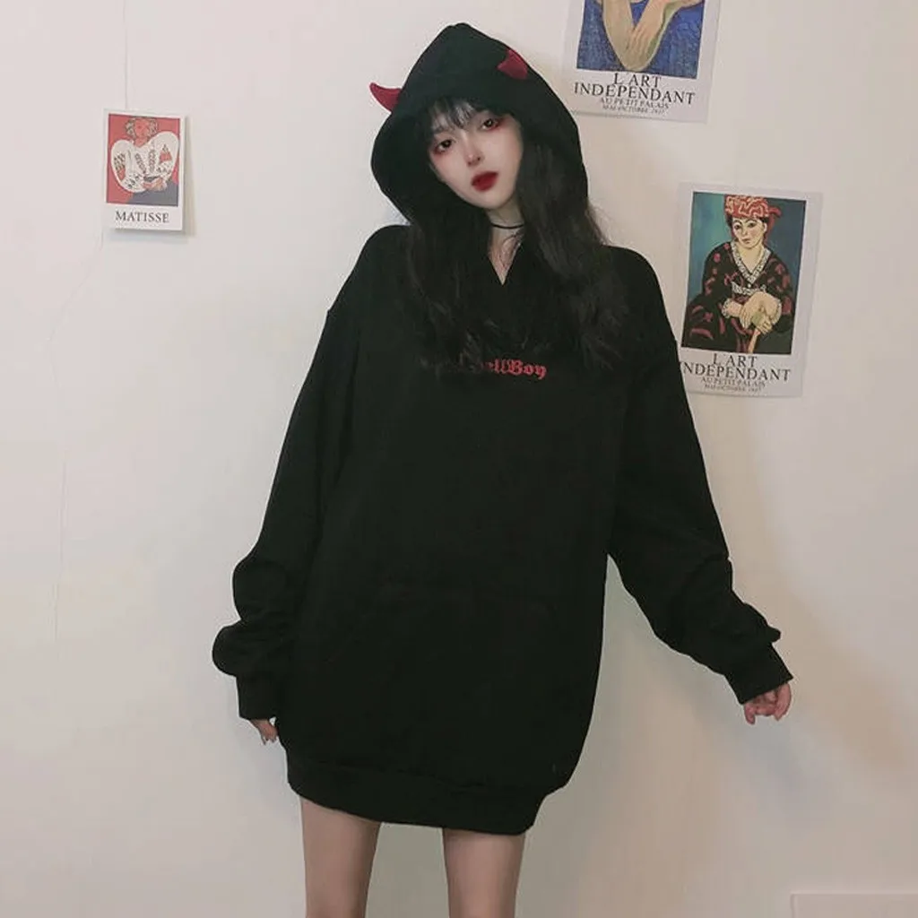 

Halloween Hoodies Women Sweatshirt Casual Halloween Contrast Pocket Oversized Hoodie Sweatshirt Tops female hoodies clothing