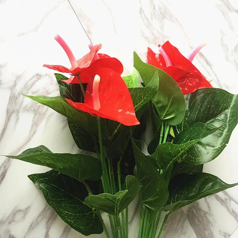 1 букет искусственных цветов красная ладонь искусственный антуриума свадебная