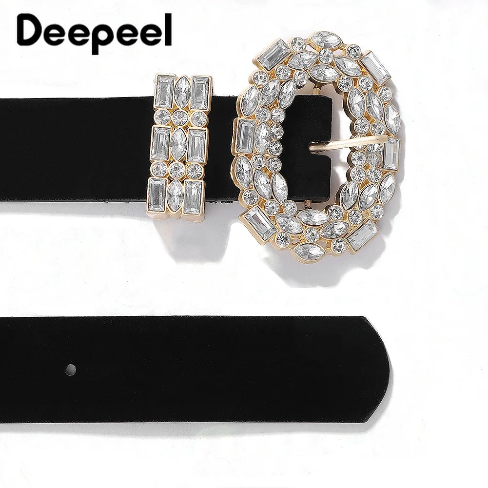 Deepeel 1 шт. 6 см * 106 женский роскошный ремень со стразами круглая пряжка из сплава