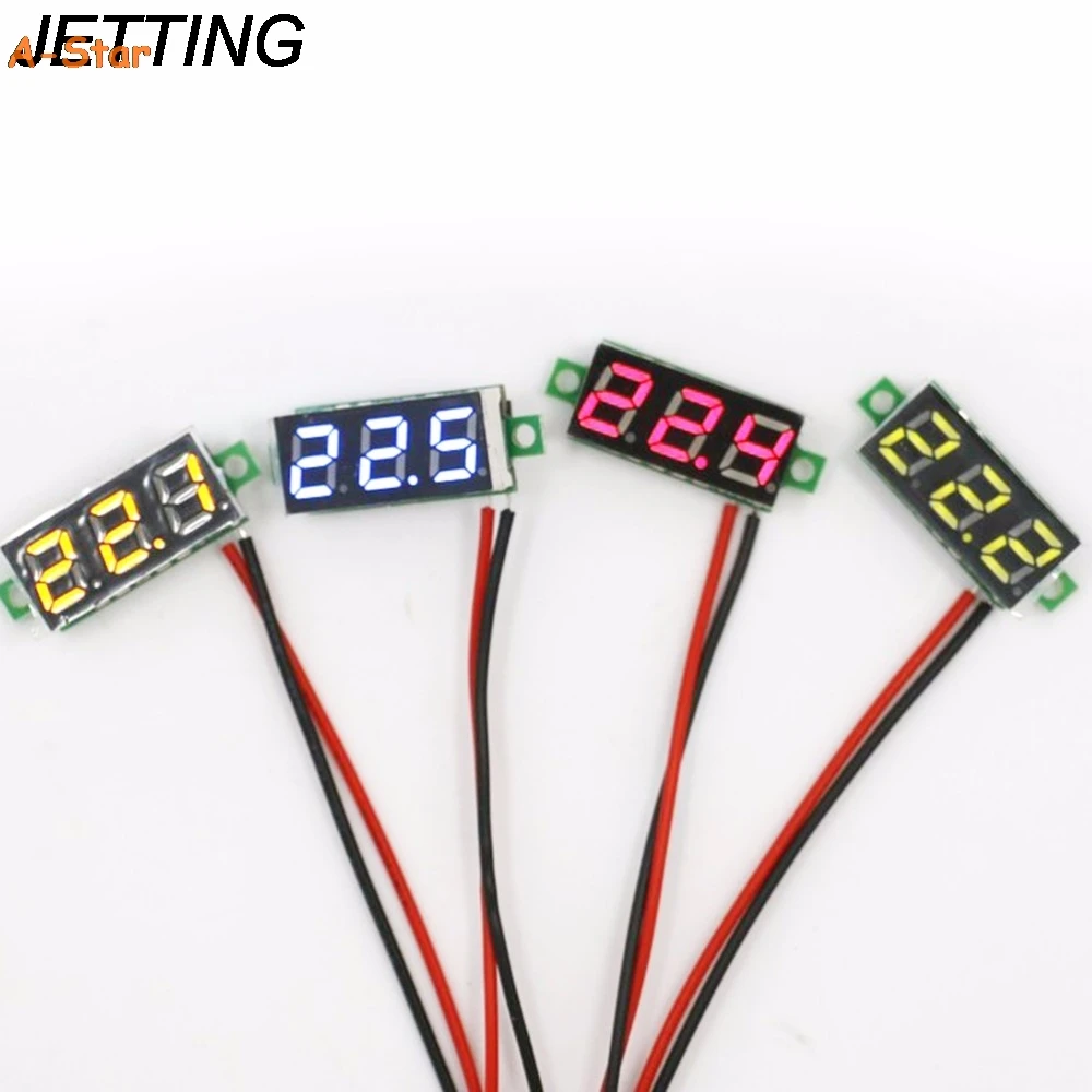 

JETTING 1PCS Mini DC Two Wires Digital Voltmeter Blue LED Display 2.5-30V Voltage Meter voltage detector 5 colors