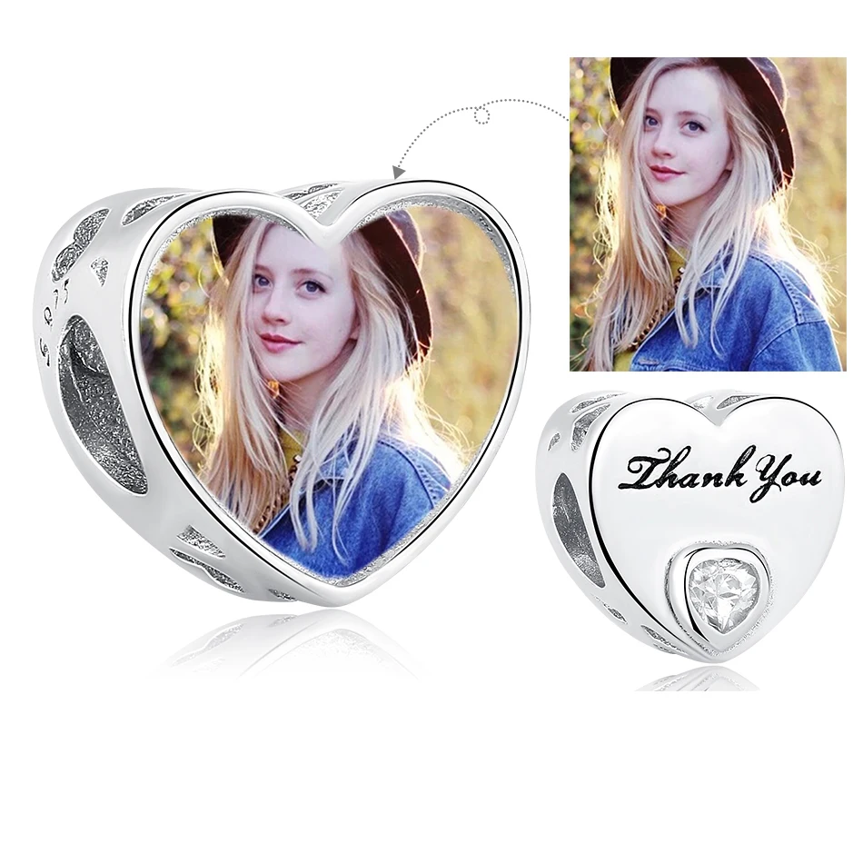 &quotСпасибо&quot Сердце Хрустальные амулеты на заказ фото бусины для женщин DIY