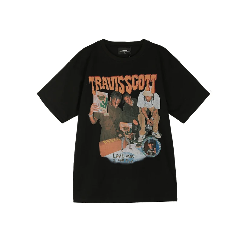 

FAKUNTN T shirt Travis Scott men women oversized vintage hiphop astroworld tour tops loose catus jack unisex summer skatedboard