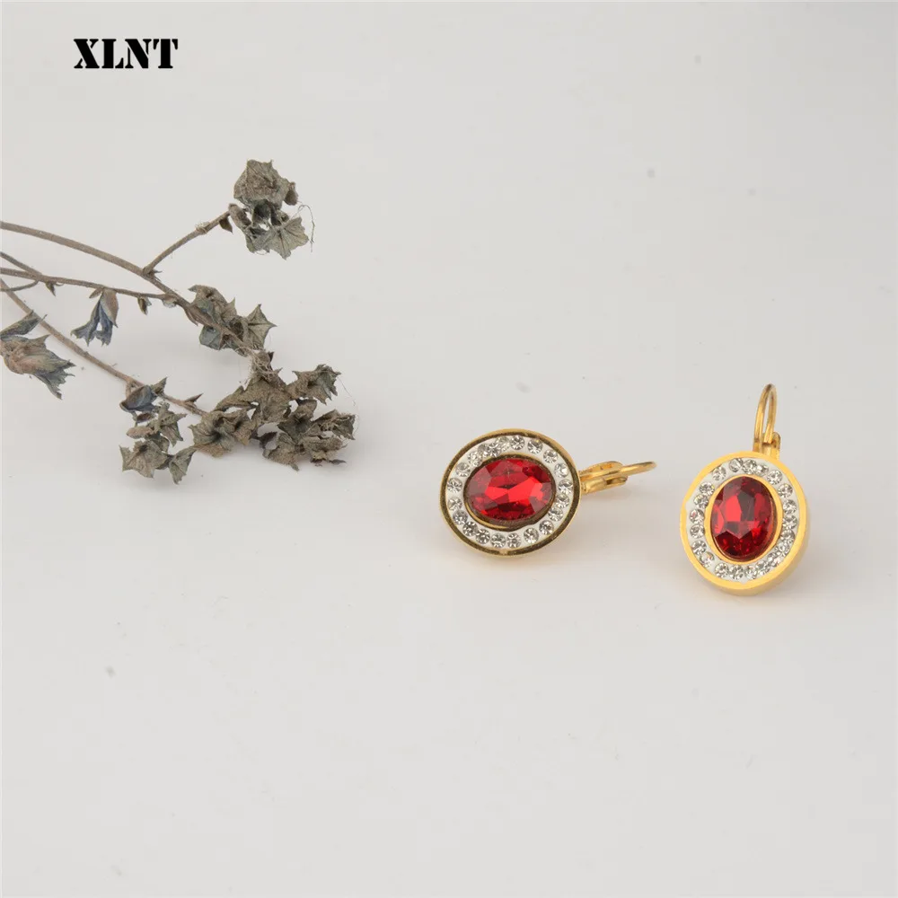 XLNT модный простой Красный австрийский кристаллический болтающийся серьги для