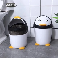 penguin trash can household bathroom toilet bedroom living room garbage bin kitchen plastic dustbins sundries barrel waste box