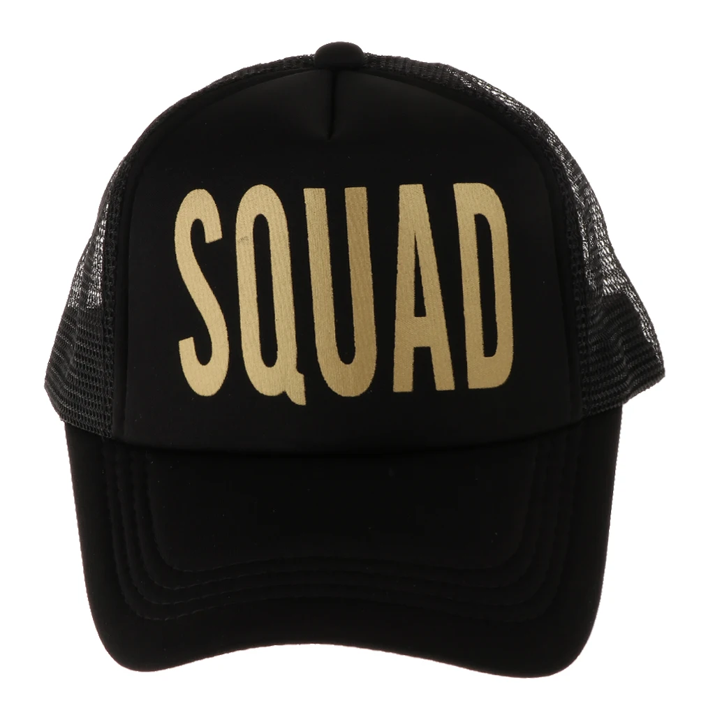 Trucker Hats Squad Bachelorette Party Wedding Black Gold Printing Baseball Hat Bridal Shower Mesh Cap | Дом и сад
