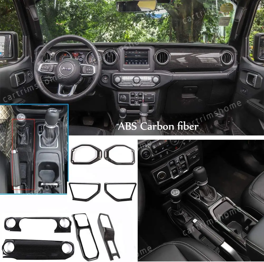 

Центральная консоль из углеродного волокна для приборной панели и колонки для Jeep Wrangler JL 18 +