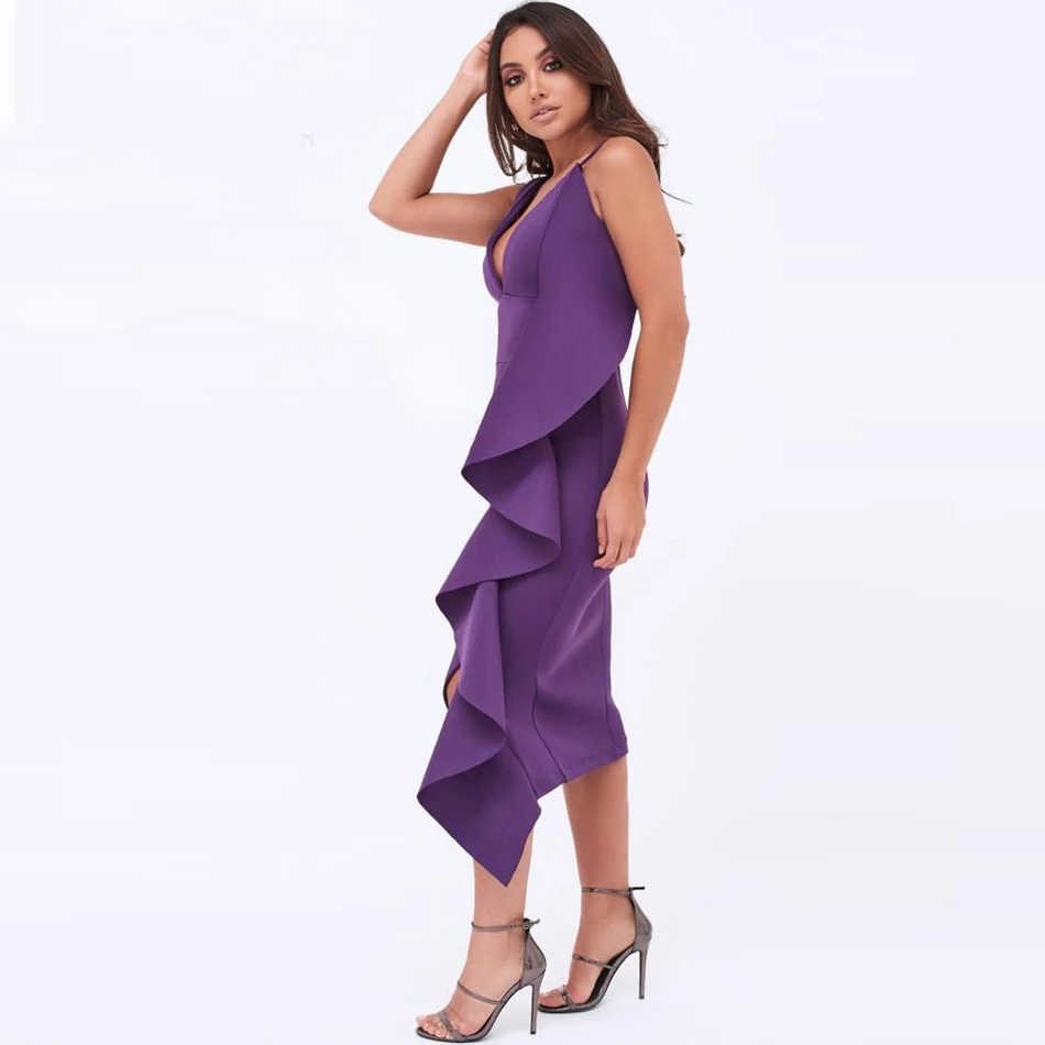 Женское облегающее летнее новое платье 2019 красное фиолетовое платье-спагетти с