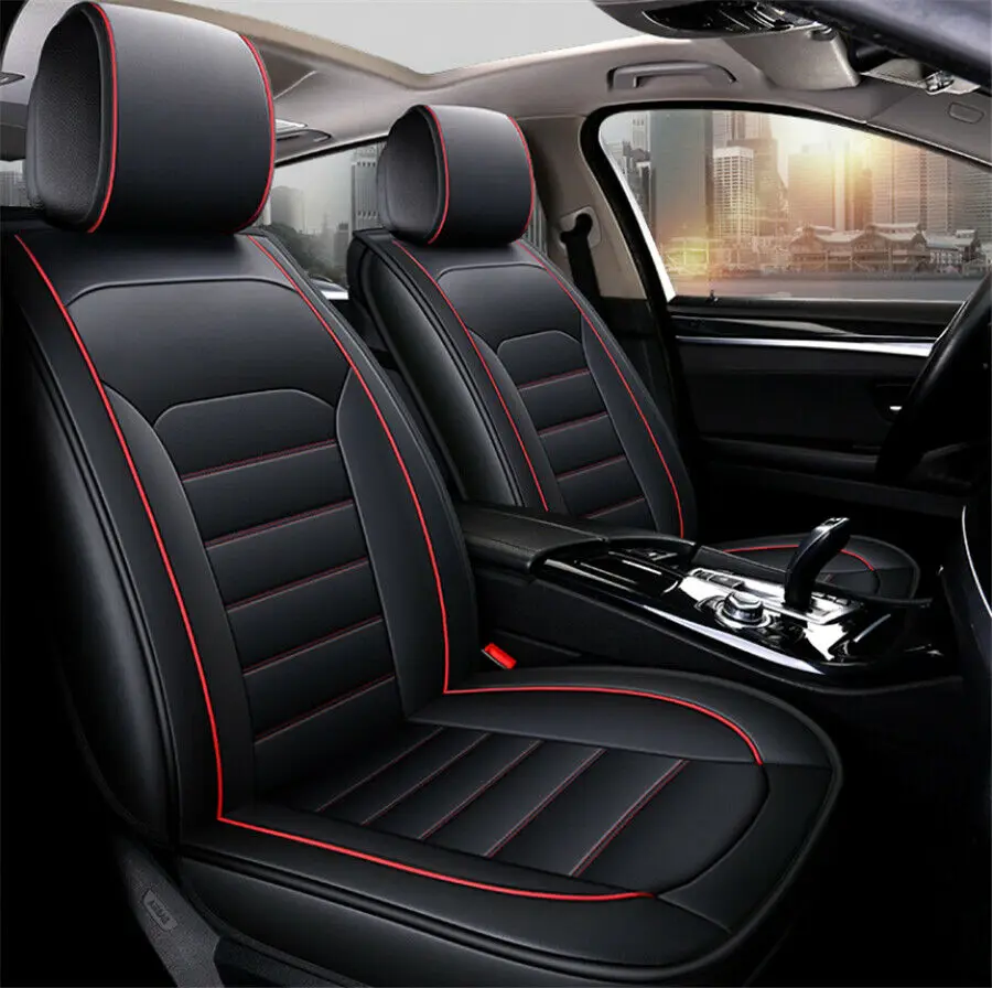 

Black 5-seats Cover PU Leather Car Seat Pad Cushion Protector Full Surround