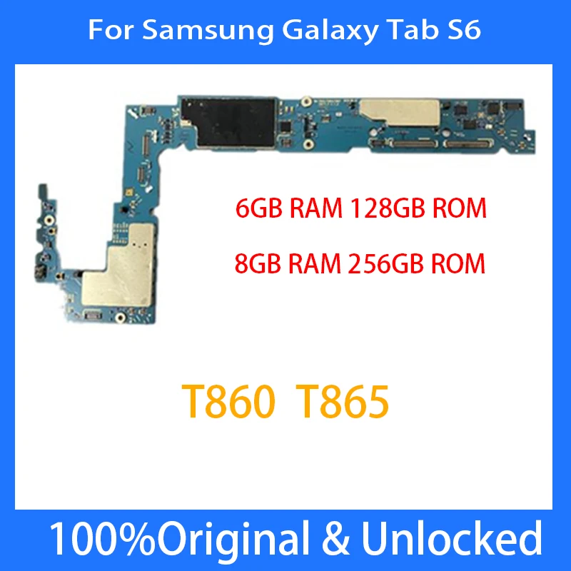 

Original For Samsung Galaxy Tab S6 T860 T865 Motherboard Unlocked Mainboard WIth Android system Logic Board Full Chips 128/256gb