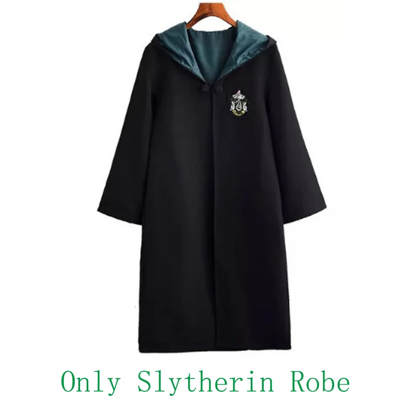 Slytherin Костюмы для косплея, костюмы Поттера, волшебный халат, плащ, костюм Хогвартс, Униформа, плащ Гриффиндор Слизерин, Рейвенкло, хаффлпуф, Хэллоуин - Цвет: Slytherin