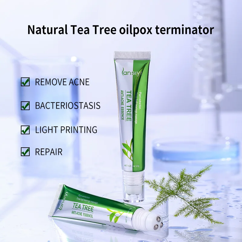 

Tea tree essence anti-acne gel, ball type, refreshing and diminishing acne marks, acne pits, acne cream