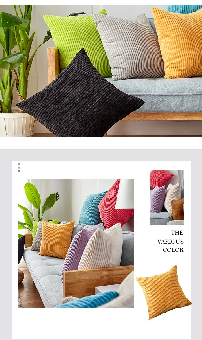 CANIRICA Pillow Cover For Living Room Velvet Cushion Cover 45x45cm Decorative Pillow Corduroy Funda Cojin Sofa Nordic Home Decor