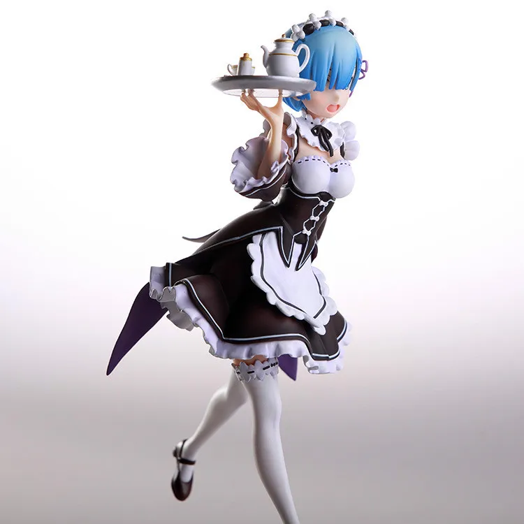 Фигурки аниме Re:Life A Different World From Zero Rem Ram Mop Tray Maid 24 см|Игровые фигурки и