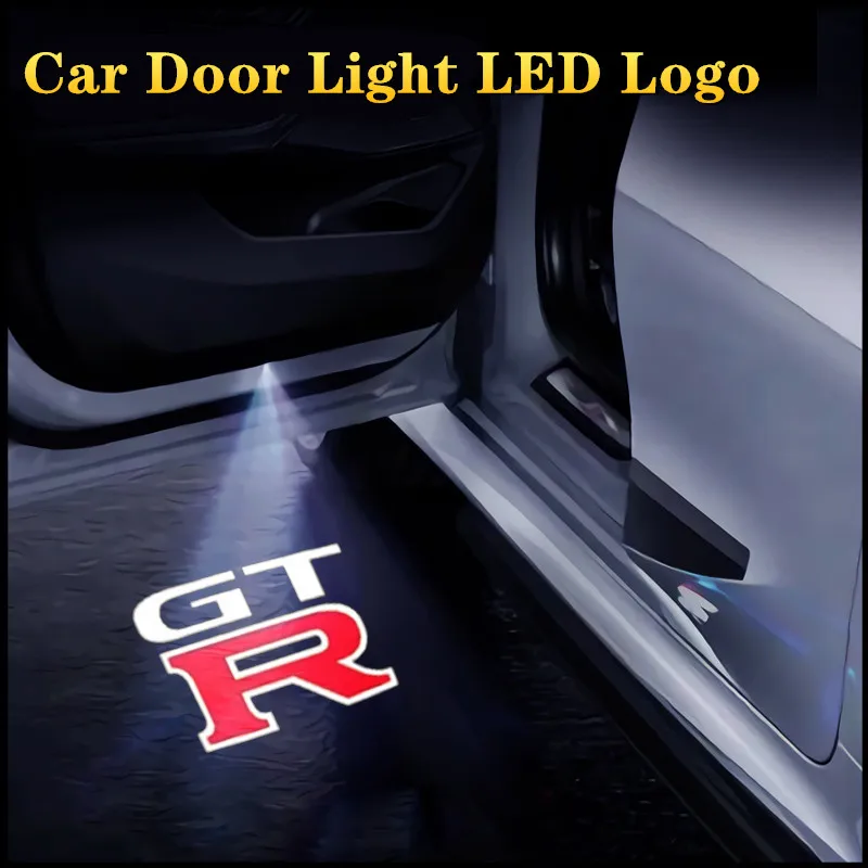 

2PCS LED Car Door Logo Lights Courtesy Laser Projector For Nissan GTR R35 R34 Logo Welcome Warning Lights Car Accessories