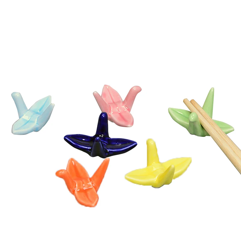 

Cute Chopsticks Holders Ceramic Paper Cranes Shaped Miniatures Spoon Fork Holder