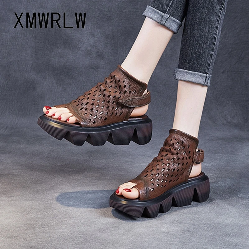 Сандалии XMWRLW женские из натуральной кожи босоножки ручной работы в ретро стиле