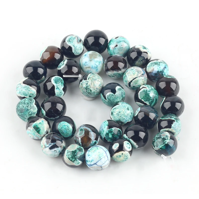 Бусины из натурального камня Зеленый огонь агат круглые бусины россыпью