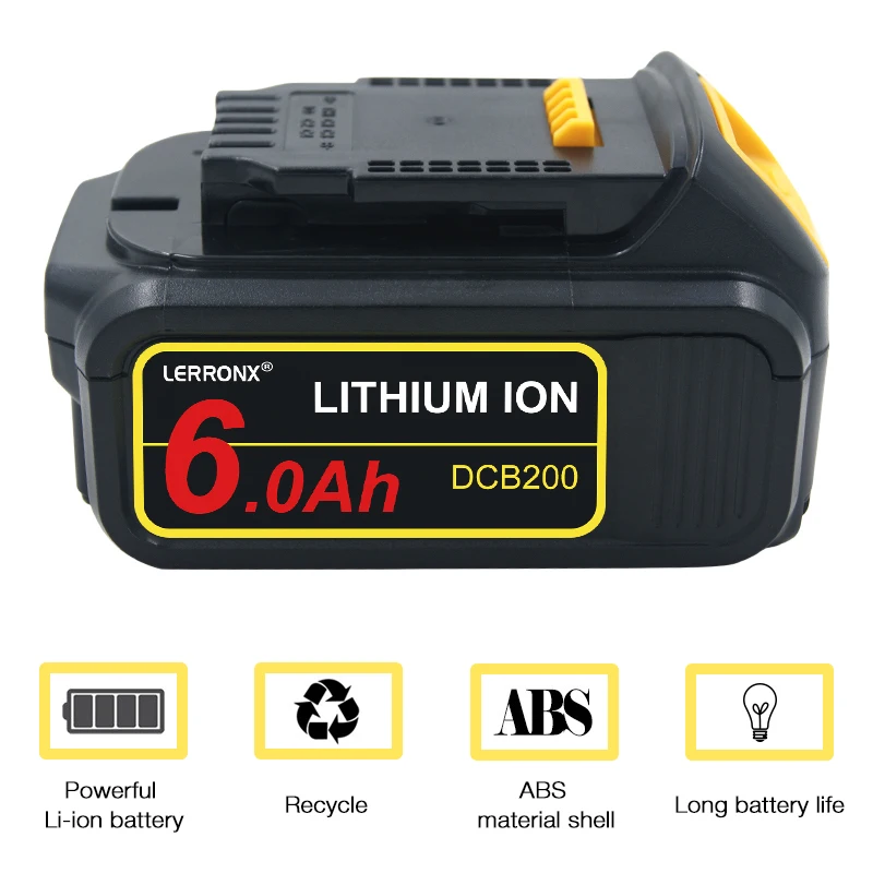 

20V 6000mAh Li-ion Replacement Rechargeable Battery for Dewalt 18V 20V Battery DCB184 DCB201 DCB200 DCB205 DCD985B DCD780 DCF880