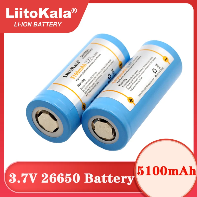 

3PCS LiitoKala 26650-55A 5000mAh 26650 Li-ion 3.7v Rechargeable Battery for Flashlight 20A 3.6V Power batteries