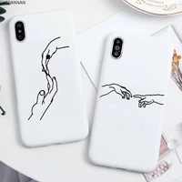 hand minimalism couple line art phone case for iphone 12 11 pro max mini xs 8 7 6 6s plus x se 2020 xr white silicone cover