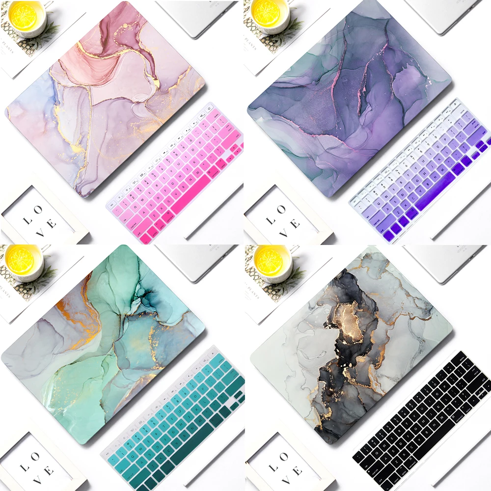 

MTT 2020 Marble Case For Macbook Air Pro Retina 11 12 13 15 16 Touch ID Laptop Sleeve Cover A1932 A2337 A2251+US Keyboard Cover