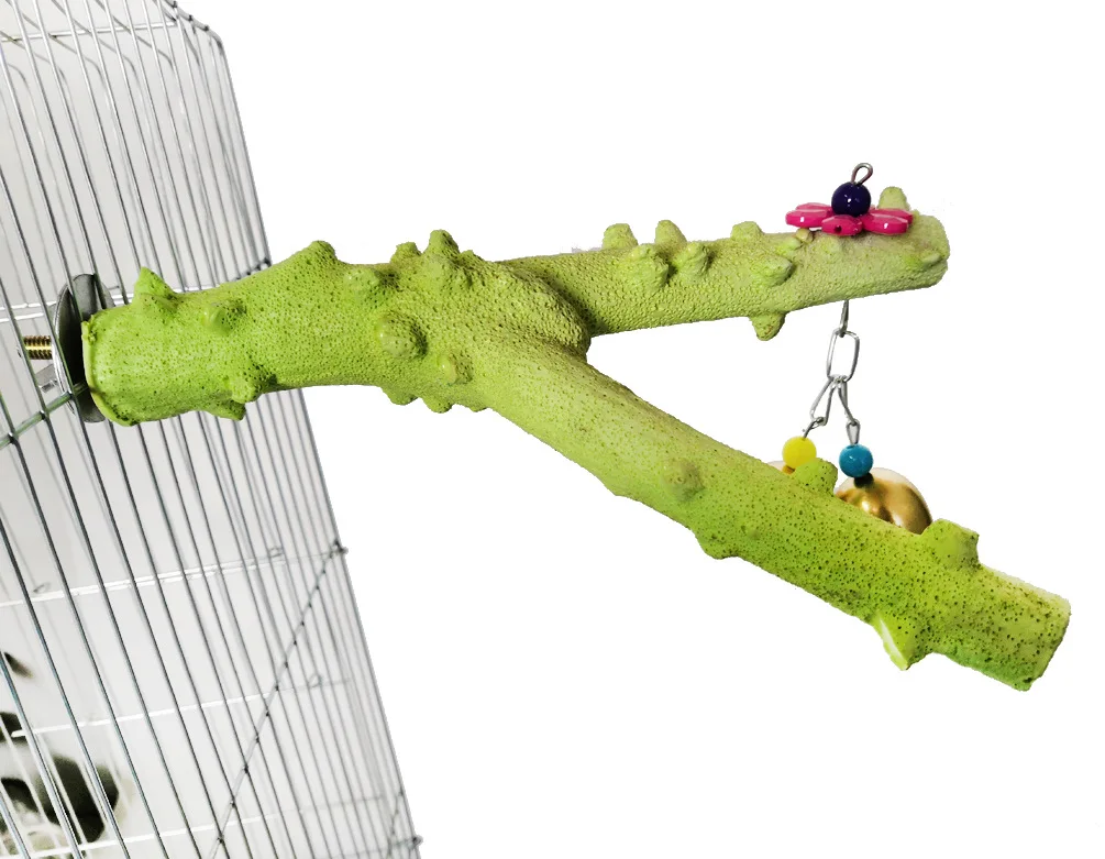 Ветка для попугая перца дерева стоящая клетка птиц аксессуары колокольчик