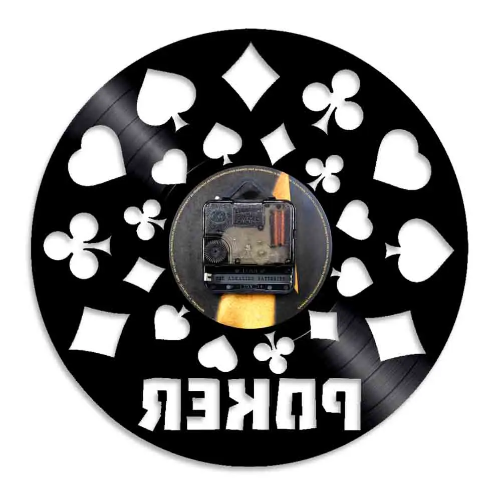 Poker King Rummy Play Cards виниловая запись черные Висячие 3D настенные часы светодиодный