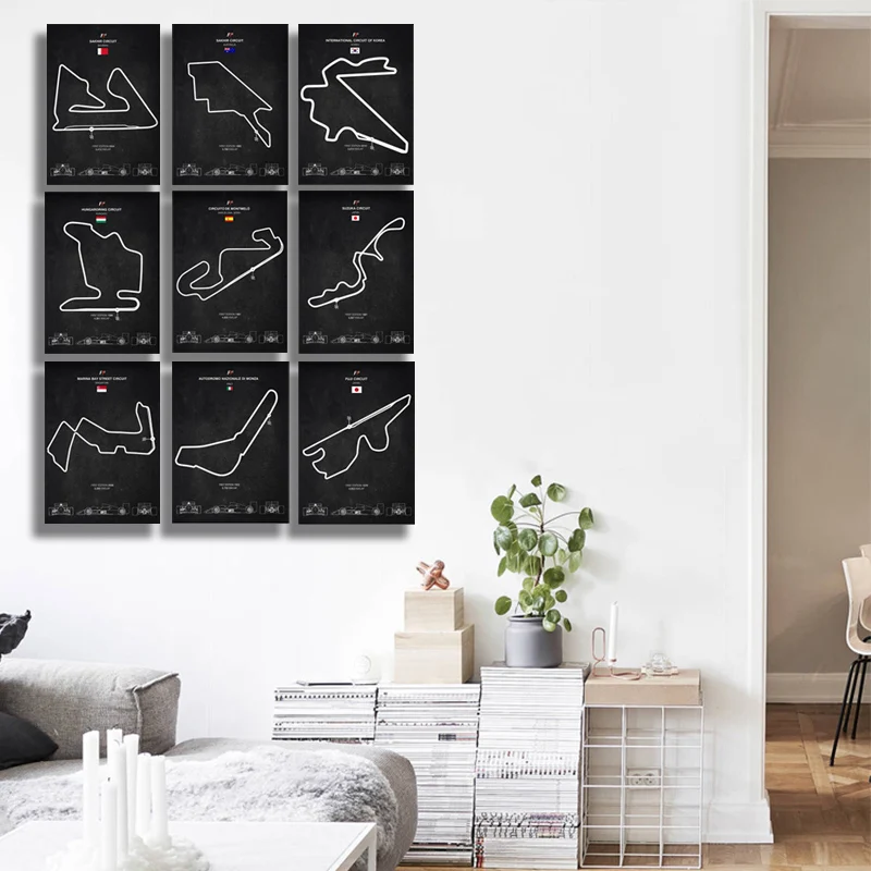 

Track Car Formula 1 Race Circuit Canvas Painting F1 Game Maps Poster and Prints Wall Art Pictures for Club Bar Room Home Decor