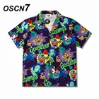 OSCN7 Повседневная Уличная рубашка с коротким рукавом и принтом для мужчин 2021 Гавайские пляжные Большие женские модные рубашки Harujuku для мужчин X19