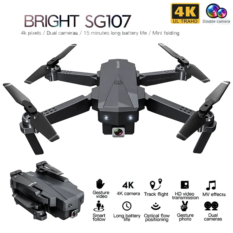 SG107 RC мини складные Дроны с HD камерой 4K 1080P WIFI FPV селфи оптический поток стабильная