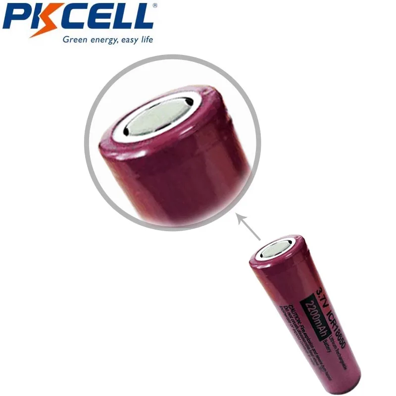 2 шт. литий-ионные аккумуляторные батареи PKCELL ICR 18650 2200 мАч 3 7 в плоский разъем