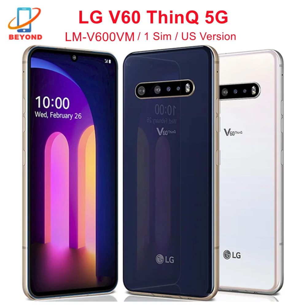 Оригинальный LG V60 ThinQ 5G V600VM 6 8 дюйма камера 48 МП ГБ ОЗУ 128 Гб ПЗУ Восьмиядерный