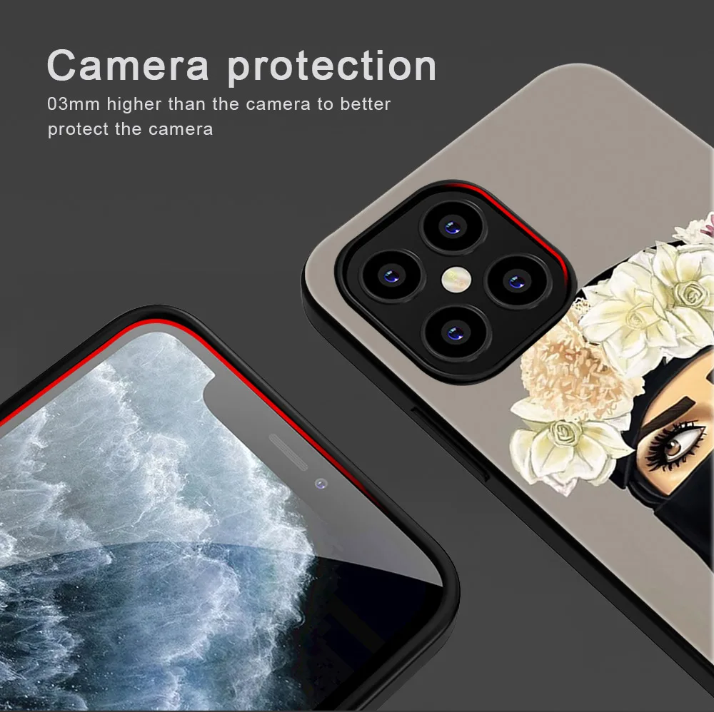 

Islamic girl Phone Case For iPhone 11 12 Pro Max mini XR X XS Max 7 8 6S Plus SE 2020 Phone Cases Soft TPU Black Cover Coque