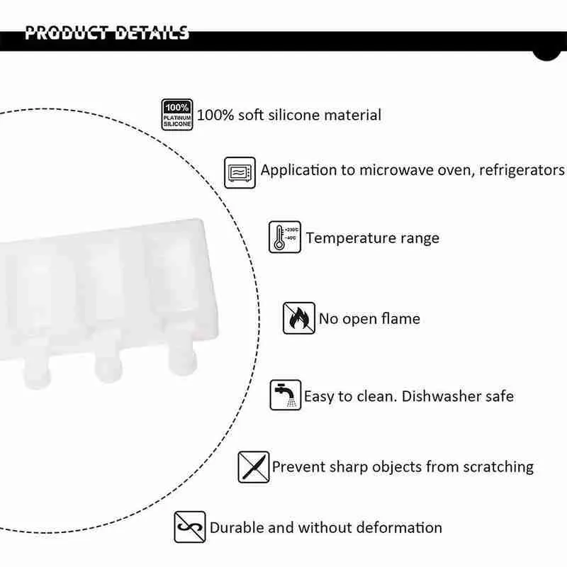 

8 Cavity Striped Silicone Ice Cream Makers Mold DIY Molds Tray Ice Molds Cube Homemade Moulds Molds Popsicle Dessert R1W2