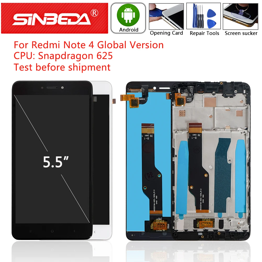 5.5" For XIAOMI Redmi Note 4 4X Global LCD Display Touch Screen with Frame Snapdragon 625 Note4 Replacement | Мобильные телефоны