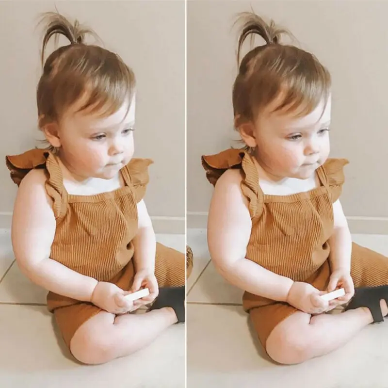 

Baby Summer Clothing Cute Newborn Infant Baby Girl Clothes Ruffled Romper Solid Ribbed Jumpsuit Cotton Outfit