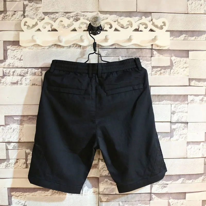 

Summer Mens Knee Length Elastic Waist Beach Shorts Straight Pockets Cargo Short Trousers Casual Streetwear Solid Colors Shorts