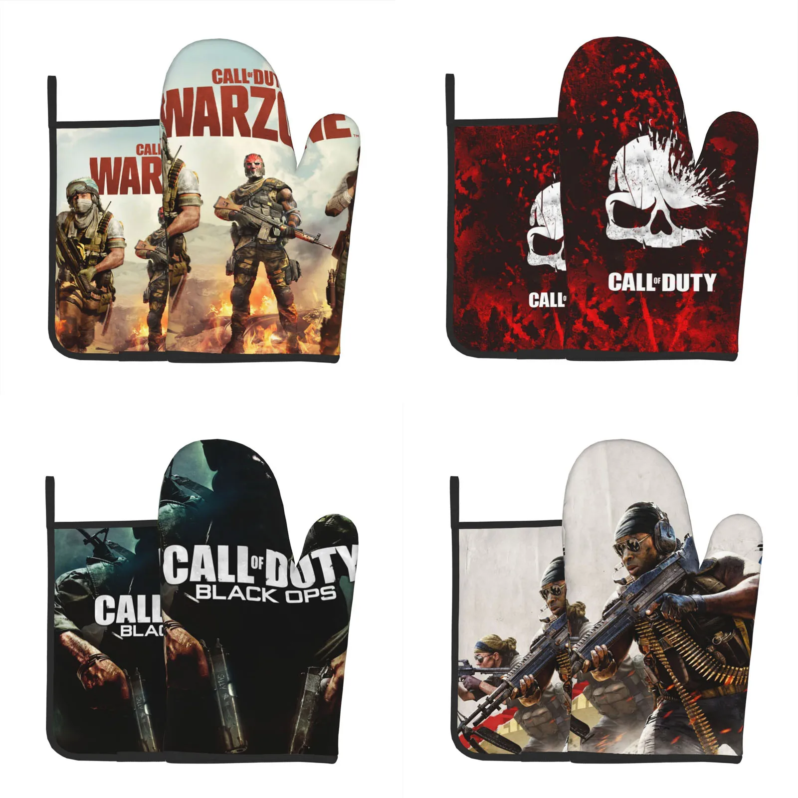 

Call Of Duty Oven Mitts and Pot Holders Sets, Heat Resistant Oven Gloves Cotton Lining Non-Slip Rubber Surface