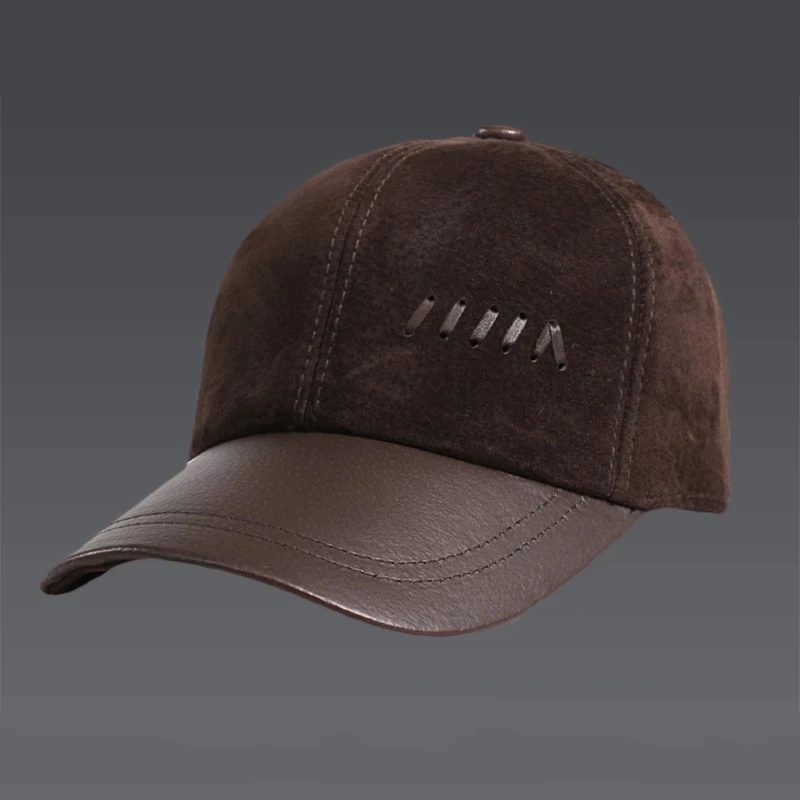 

New 2021 Spring Men's Real Genuine Pig Leather Baseball Cap Brand Newsboy /Beret Hat Winter Warm Caps Hats Men Women
