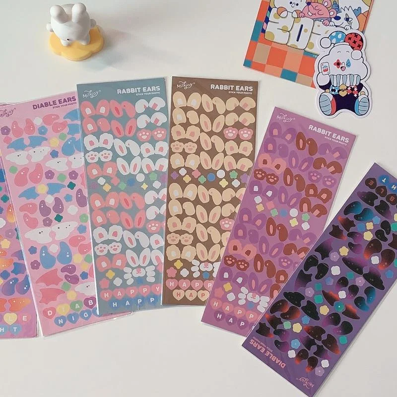 

Лидер продаж, Мультяшные милые забавные наклейки с ушками дьявола, фотография для ежедневника, дневника, детской наклейки, 1 шт.