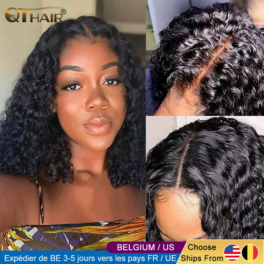 

Short Bob Wig Water Wave Lace Front Human Hair Wigs 13x4 Brazilian Bob Lace Front Wigs Pixie Cut Bob Curly Human Hair Wig