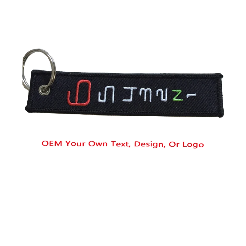 

Custom Embroidery Keychain Label Remove Before Photo Tag