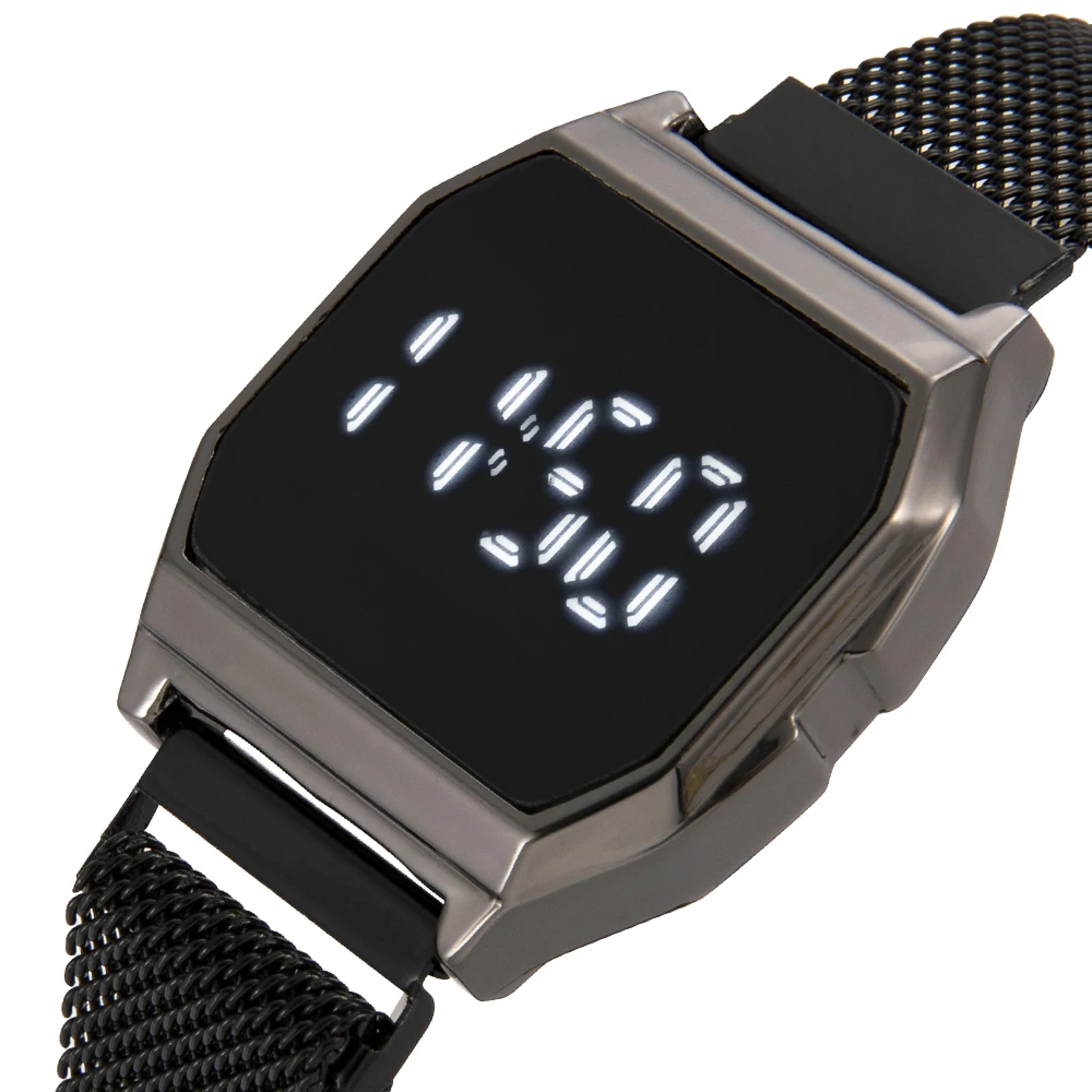 Часы женские цифровые под розовое золото с магнитным браслетом универсальные