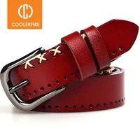 fashion desgin new vintage style women belts cow leather high quality alloy pin buckle weaving grain belt for women lb032