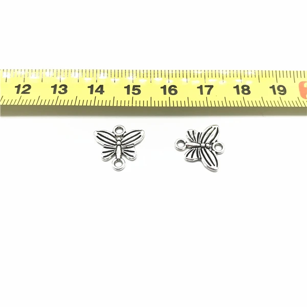 30 шт./лот винтажные античные серебряные двойные кольца-бабочки соединитель