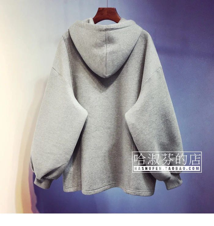 

New 2020 Autumn and Winter Thickened Hoodie Coat Women Simple Casual Long Sleeve Letter Embroidery Fleece Hooded Sweatshirt