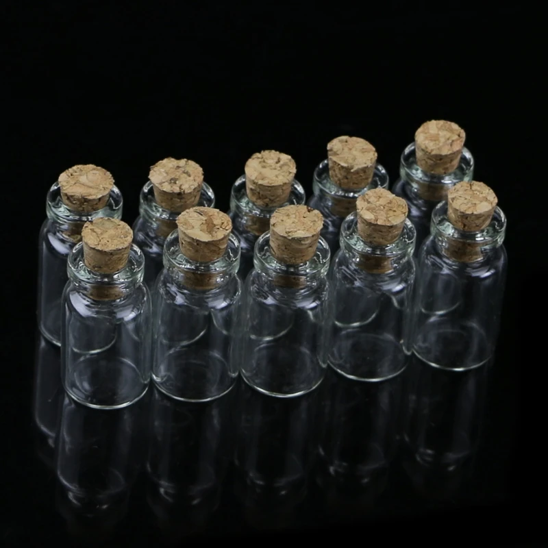 10Pcs Mini Glass Bottles Small Vials Cork Jars Multi Usage Wish New |