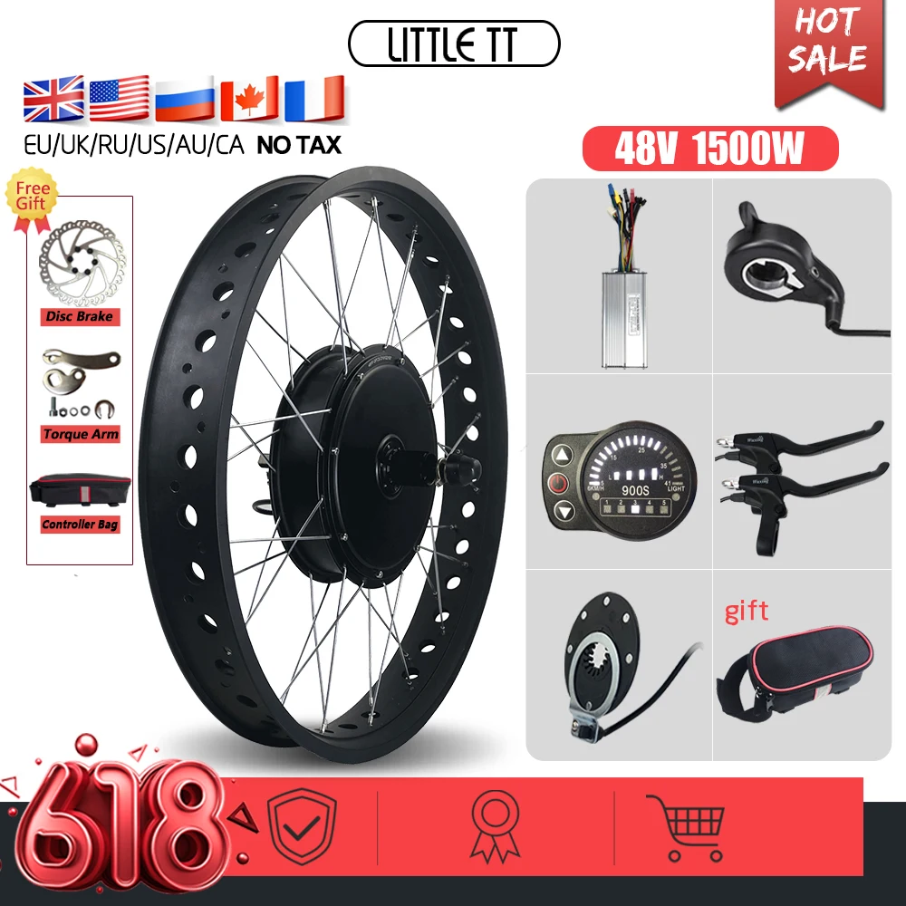 Preise Elektrische Fett Bike 48V 1500W Hinten Kassette Hub Motor Rad 20 26 Zoll Hinten 170mm 190mm Ebike Kit Für Ebike Conversion Kit