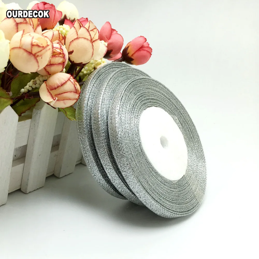 Золотая лента для подарочной упаковки 1 рулон 25 ярдов 1/4 дюйма (6 мм) пояс свадебной